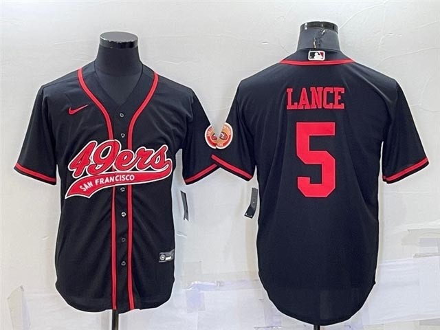 NFL San Francisco 49ers #5 Trey Lance Black Baseball Cool Base Jersey