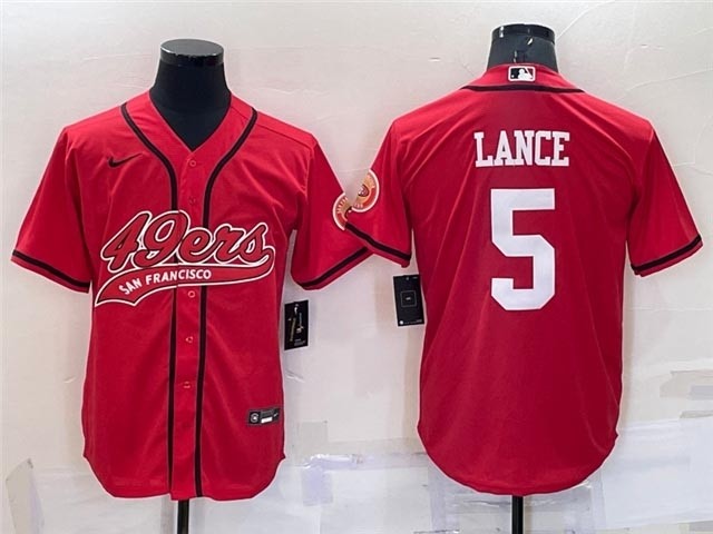 NFL San Francisco 49ers #5 Trey Lance Red Baseball Cool Base Jersey