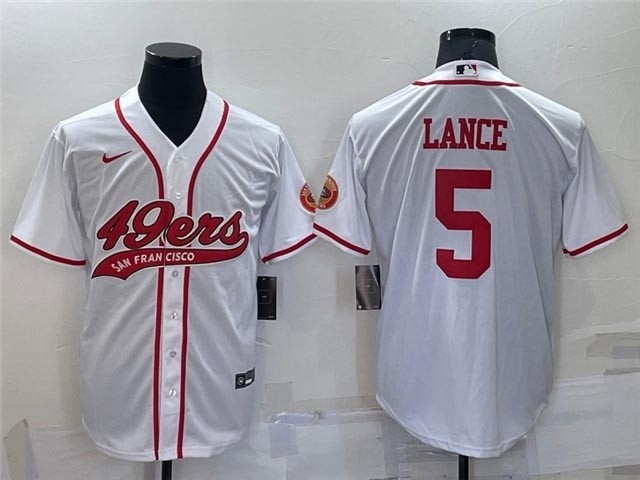 NFL San Francisco 49ers #5 Trey Lance White Baseball Cool Base Jersey