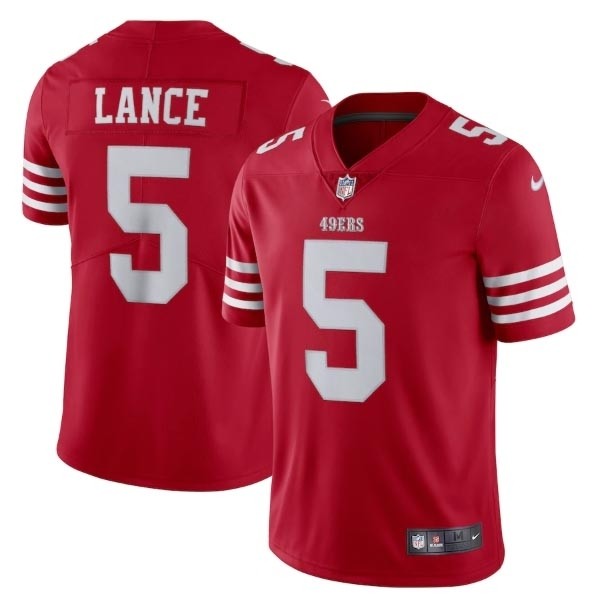 Men's San Francisco 49ers #5 Trey Lance 2022 New Scarlet Vapor Untouchable Limited Stitched Football Jersey