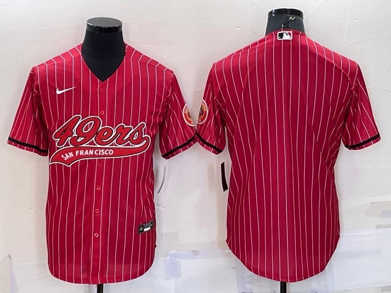 Men's San Francisco 49ers Blank Red With Patch Cool Base Stitched Baseball Jersey