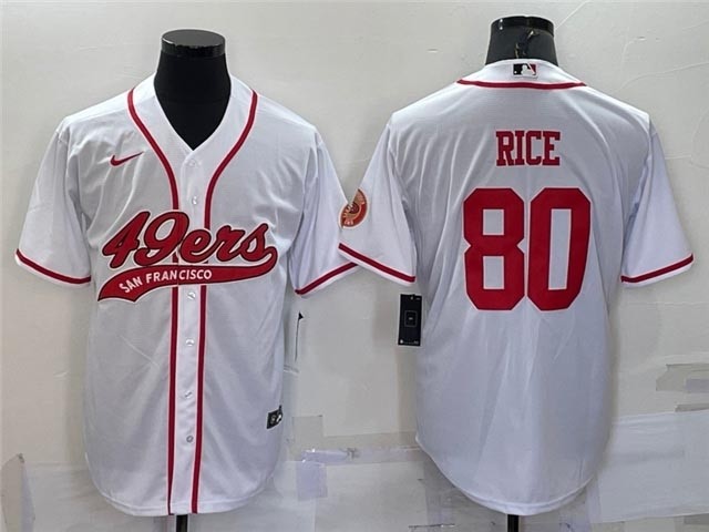 NFL San Francisco 49ers #80 Jerry Rice White Baseball Cool Base Jersey