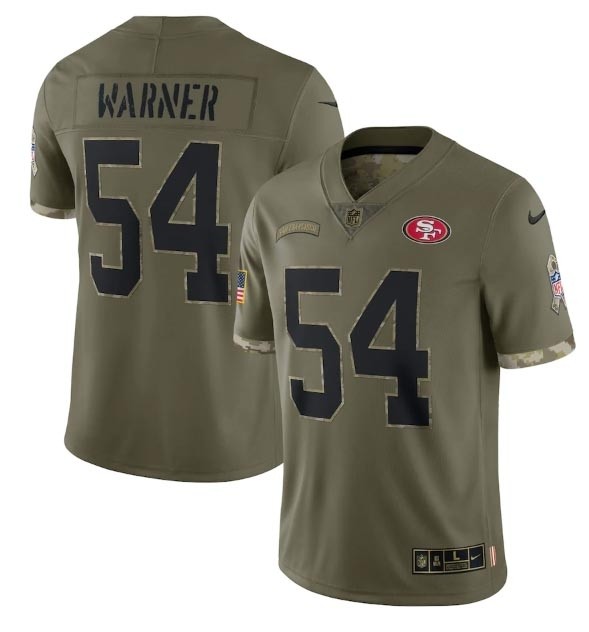 Men's San Francisco 49ers #54 Fred Warner Olive 2022 Salute To Service Limited Stitched Jersey