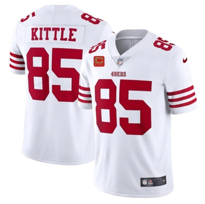 Men's San Francisco 49ers #85 George Kittle 2022 White With 1-Star C Patch Vapor Untouchable Limited Stitched Football Jersey