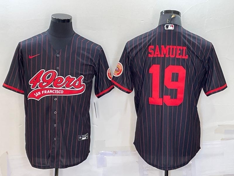 NFL San Francisco 49ers #19 Deebo Samuel Black With Patch Cool Base Stitched Baseball Jersey