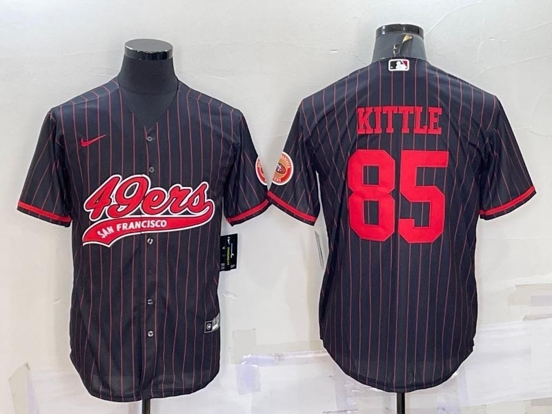 NFL San Francisco 49ers #85 George Kittle Black With Patch Cool Base Stitched Baseball Jersey