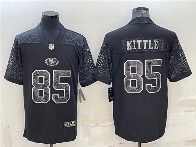 Men's San Francisco 49ers #85 George Kittle Black Reflective Limited Stitched Football Jersey