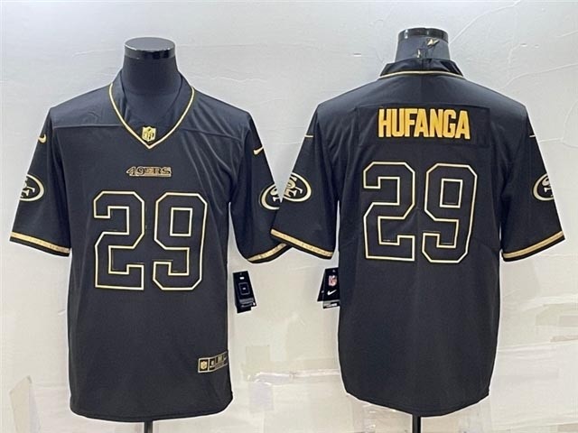 Men's San Francisco 49ers #29 Talanoa Hufanga Black Gold Vapor Limited Jersey