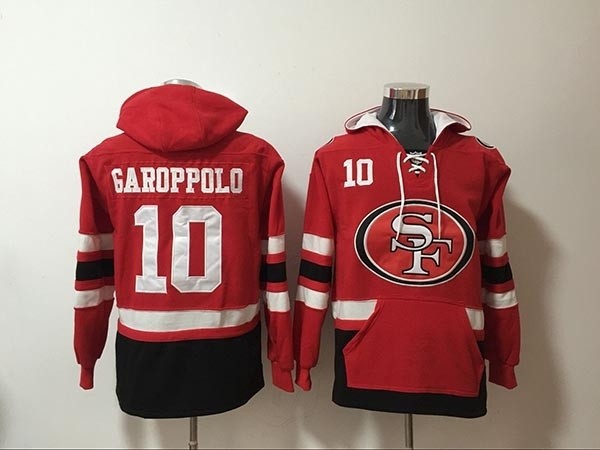 NFL San Francisco 49ers #10 Jimmy Garoppolo Red All Stitched Hooded Sweatshirt