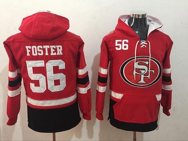 NFL San Francisco 49ers #56 Reuben Foster Red All Stitched Hooded Sweatshirt