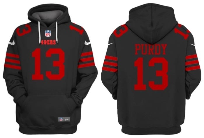 Men's San Francisco 49ers #13 Brock Purdy Black Alternate Pullover Hoodie