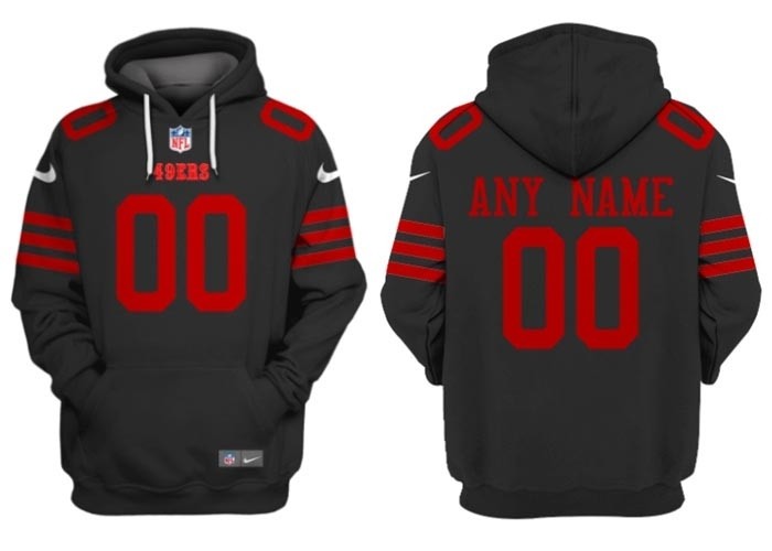 Men's San Francisco 49ers Active Player Custom Black Alternate Pullover Hoodie(Name and number remark in comment column)