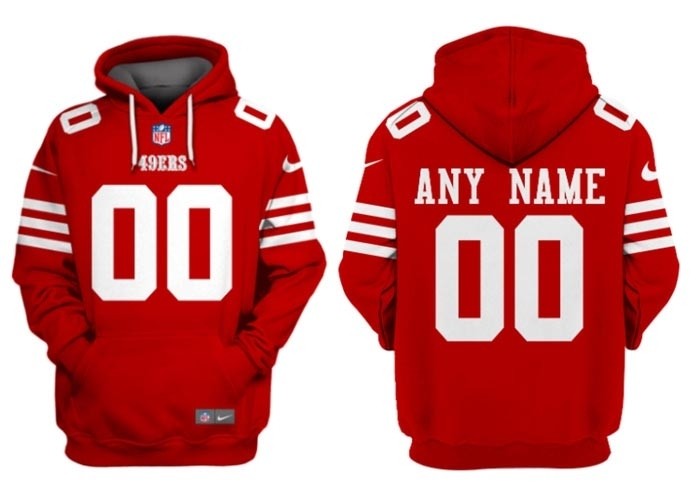 Men's San Francisco 49ers Active Player Custom Red Alternate Pullover Hoodie(Name and number remark in comment column)