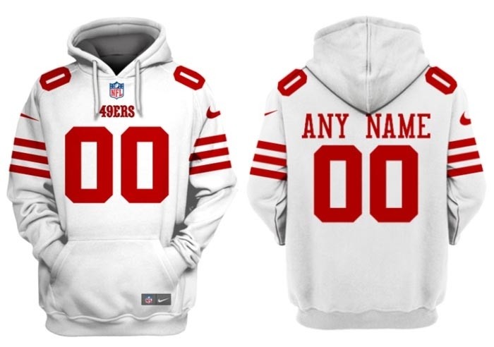 Men's San Francisco 49ers Active Player Custom White Alternate Pullover Hoodie(Name and number remark in comment column)