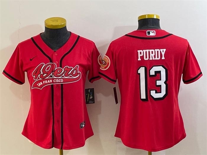 Women's San Francisco 49ers #13 Brock Purdy New Red With Patch Cool Base Stitched Baseball Jersey(Run Small)