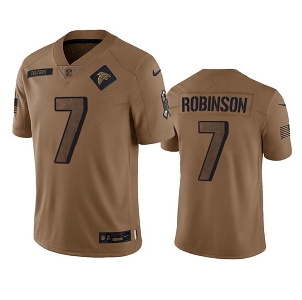 Men's Atlanta Falcons #7 Bijan Robinson 2023 Brown Salute To Setvice Limited Stitched Football Jersey