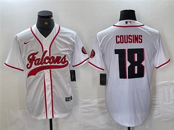 Men's Atlanta Falcons #18 Kirk Cousins White Baseball Cool Base Jersey