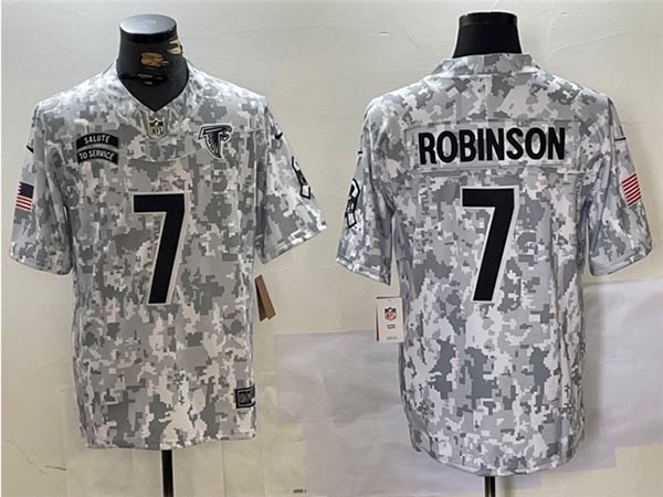 Men's Atlanta Falcons #7 Bijan Robinson Arctic Camo 2024 Salute To Service Limited Jersey