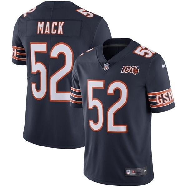 NFL Bears Khalil Mack #52 navy 100th Vapor Untouchable Limited Jersey