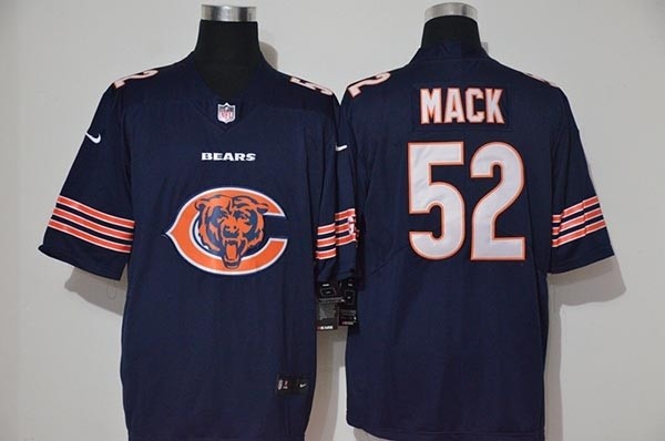 NFL Bears Khalil Mack #52 Navy Team Big Logo Vapor Untouchable Limited Jersey