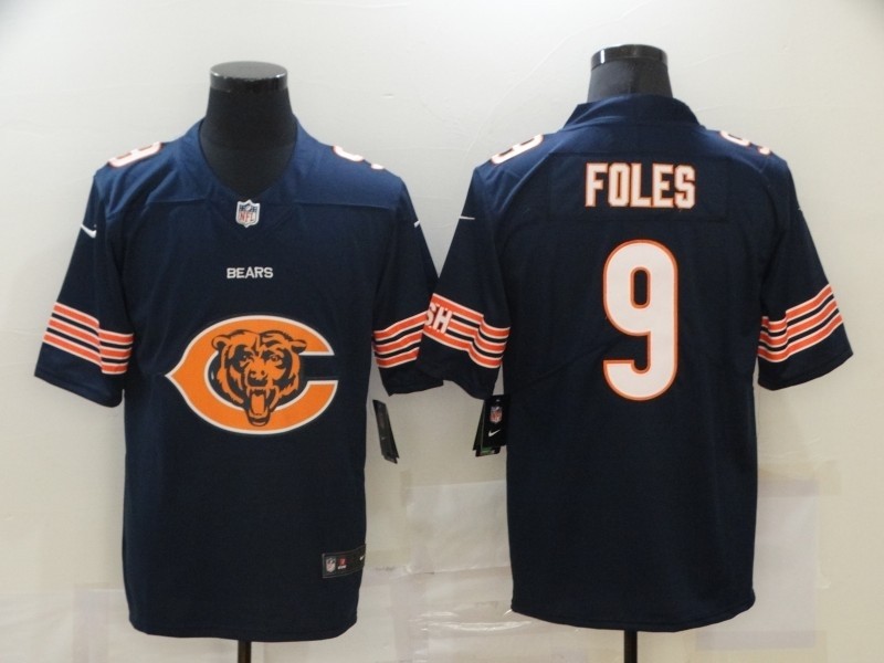 Nike Bears #9 Nick Foles Navy Team Big Logo Number Vapor Untouchable Limited Jersey