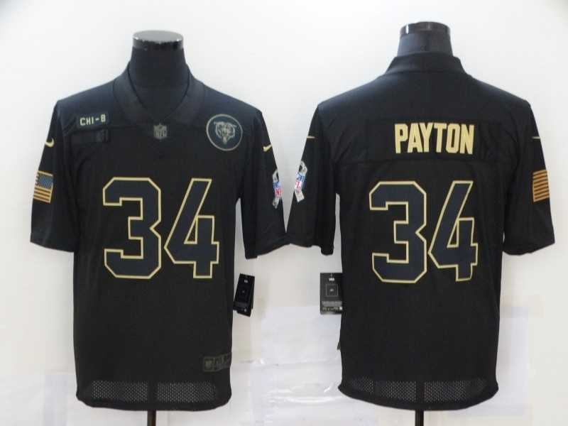 Nike Bears #34 Walter Payton Black 2020 Salute To Service Limited Jersey