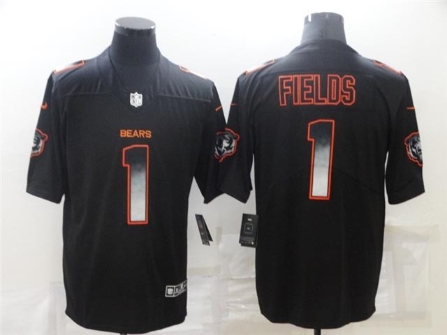 Chicago Bears #1 Justin Fields Black Arch Smoke Limited Jersey