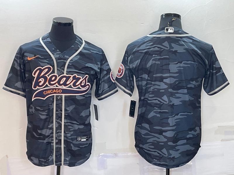 NFL Chicago Bears Blank Grey Camo With Patch Cool Base Stitched Baseball Jersey