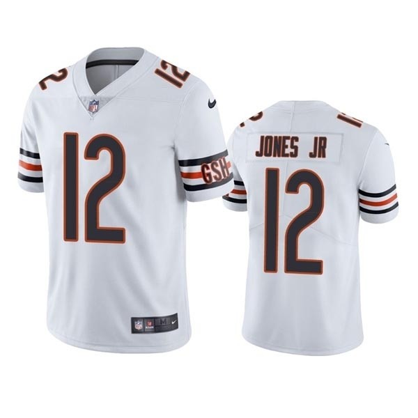 Men's Chicago Bears #12 Velus Jones Jr. White Vapor Untouchable Limited Stitched Jersey