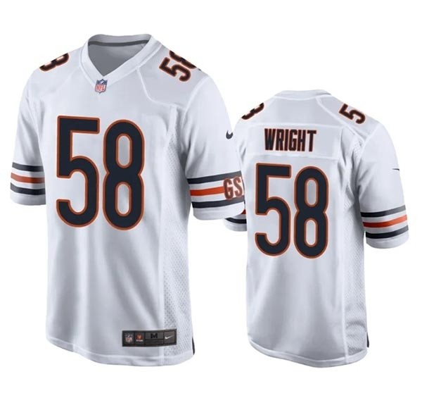 Men's Chicago Bears #58 Darnell Wright White Stitched Football Game Jersey