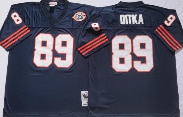 NFL Throwback Chicago Bears #89 Mike Ditka Navy with Bear Logo  Throwback Jersey