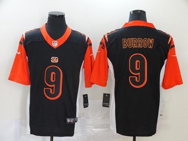 NFL Bengals #9 Joe Burrow black Reverse Version Jersey