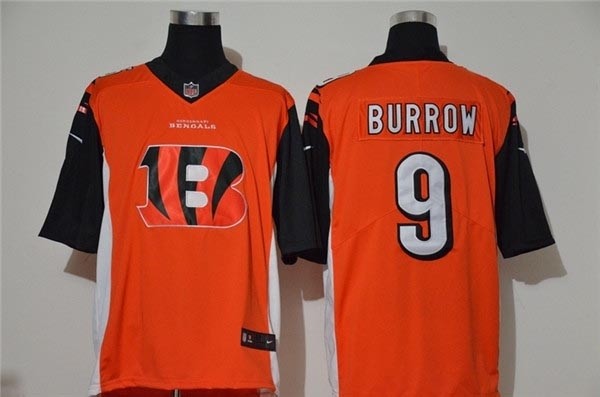 Nike Bengals #9 Joe Burrow Orange Team Big Logo Vapor Untouchable Limited Jersey