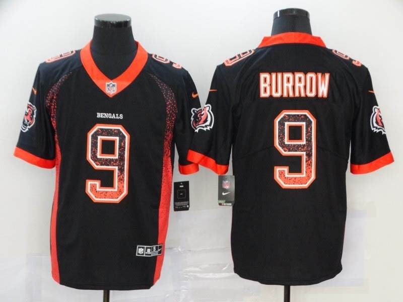 NFL Bengals #9 Joe Burrow Black Drift Fashion Limited Jersey