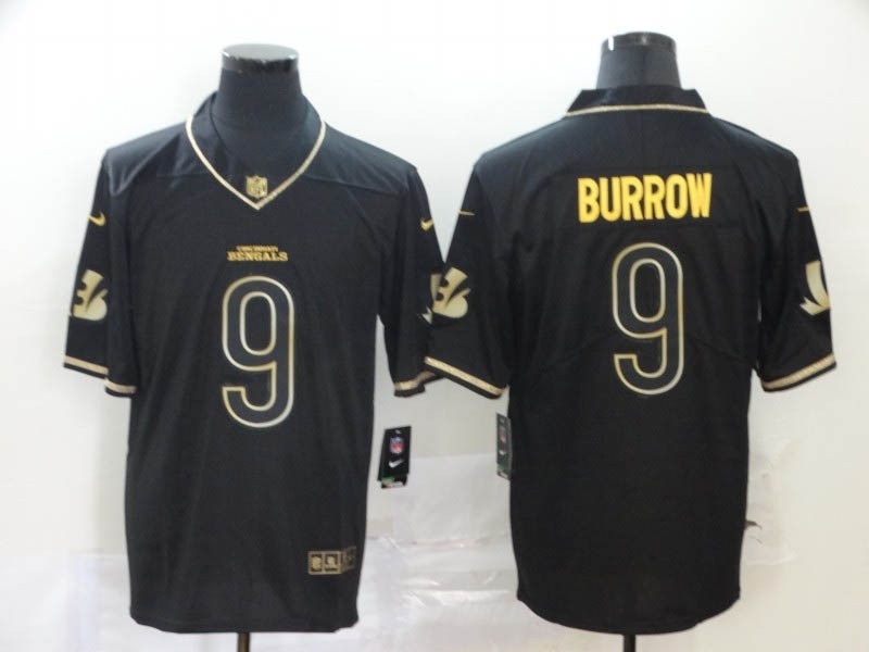 NFL Bengals #9 Joe Burrow Black Gold Vapor Untouchable Limited Jersey