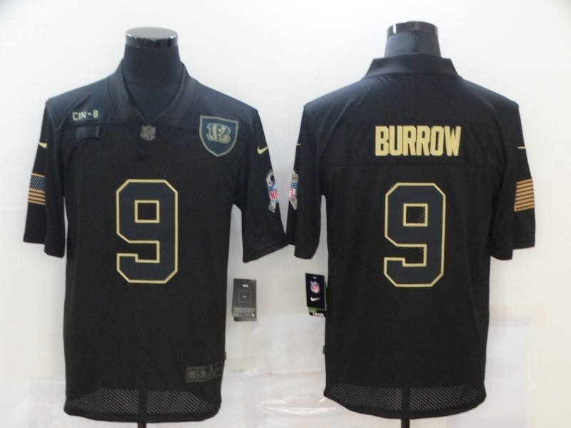 Nike Bengals #9 Joe Burrow Black 2020 Salute To Service Limited Jersey