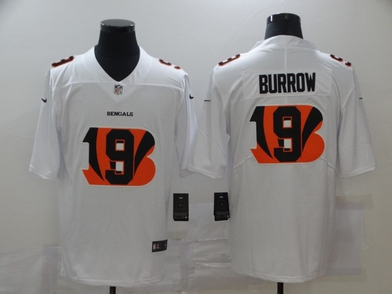 Nike Bengals #9 Joe Burrow White Shadow Logo Limited Jersey