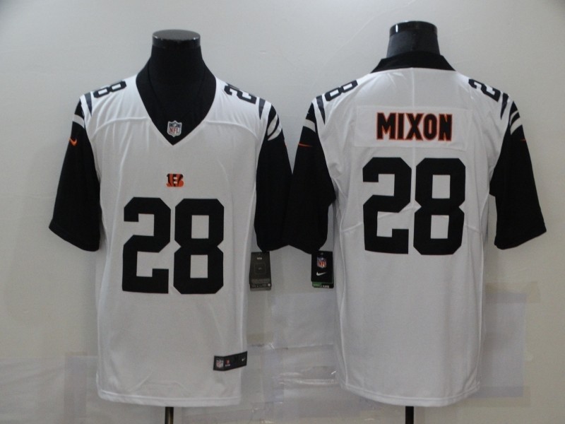 Nike Bengals #28 Joe Mixon White Stitched NFL Limited Rush Jersey