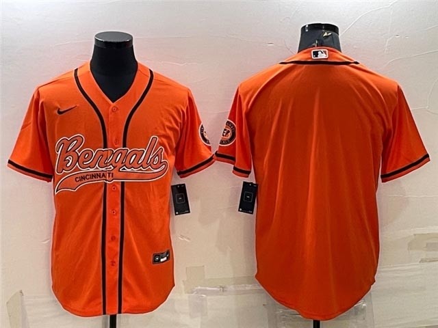 Men's Cincinnati Bengals Blank Orange Baseball Cool Base Team Jersey