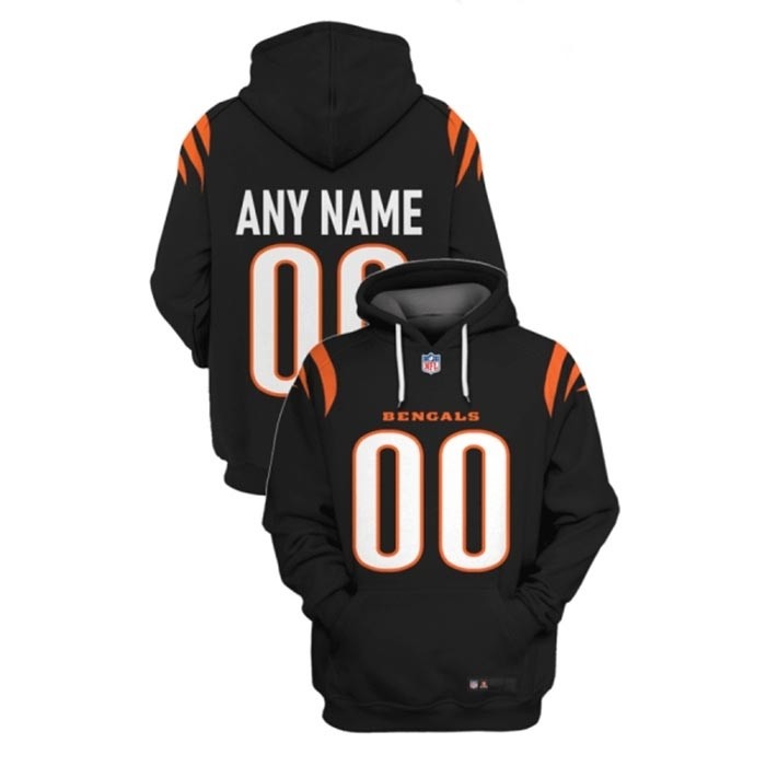 Men's Cincinnati Bengals Active Player Custom 2021 Black Pullover Hoodie(Name and number remark in comment column)