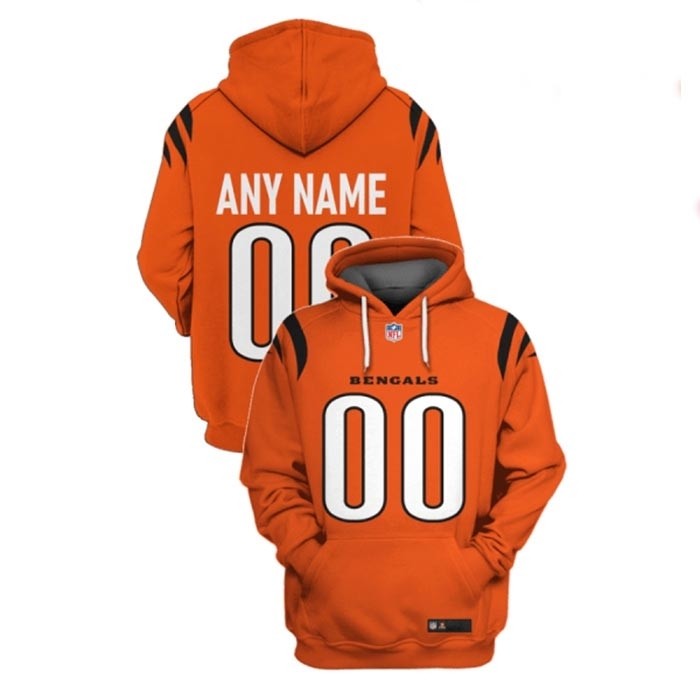 Men's Cincinnati Bengals Active Player Custom 2021 Orange Pullover Hoodie(Name and number remark in comment column)