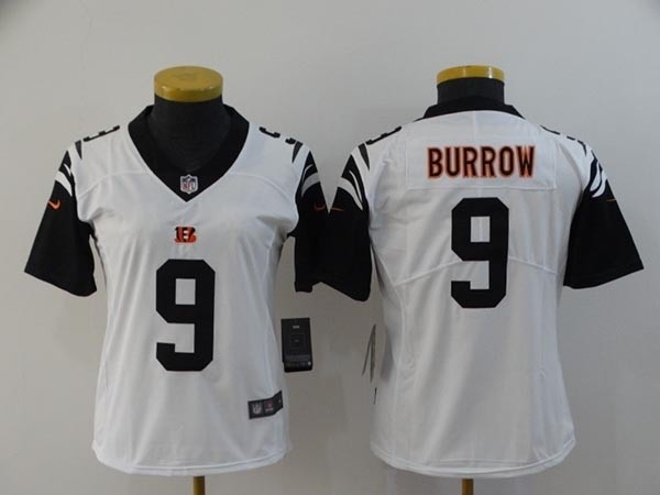 Women Nike Bengals #9 Joe Burrow Black Women 2020 NFL Draft First Round Pick Color Rush Limited Jersey