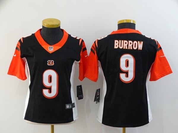 Women Nike Bengals #9 Joe Burrow Black Women 2020 NFL Draft First Round Pick Vapor Untouchable Limited Jersey