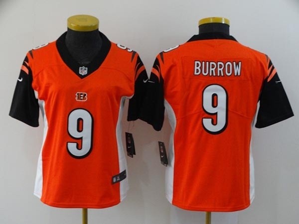 Women Nike Bengals #9 Joe Burrow Orange Women 2020 NFL Draft First Round Pick Vapor Untouchable Limited Jersey