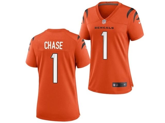 Women's Cincinnati Bengals #1 Ja'Marr Chase Orange Vapor Limited Jersey