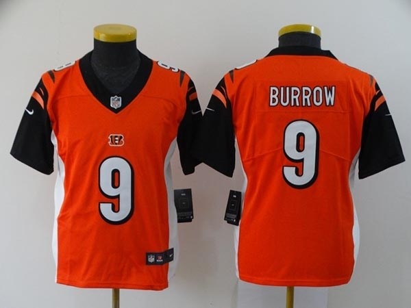 Youth Nike Bengals #9 Joe Burrow Orange 2020 NFL Draft First Round Pick Vapor Untouchable Limited Jersey