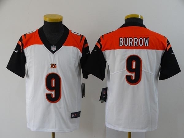 Youth Nike Bengals #9 Joe Burrow White 2020 NFL Draft First Round Pick Vapor Untouchable Limited Jersey