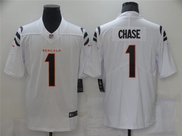 Youth Cincinnati Bengals #1 Ja'Marr Chase 2021 White Vapor Limited Jersey