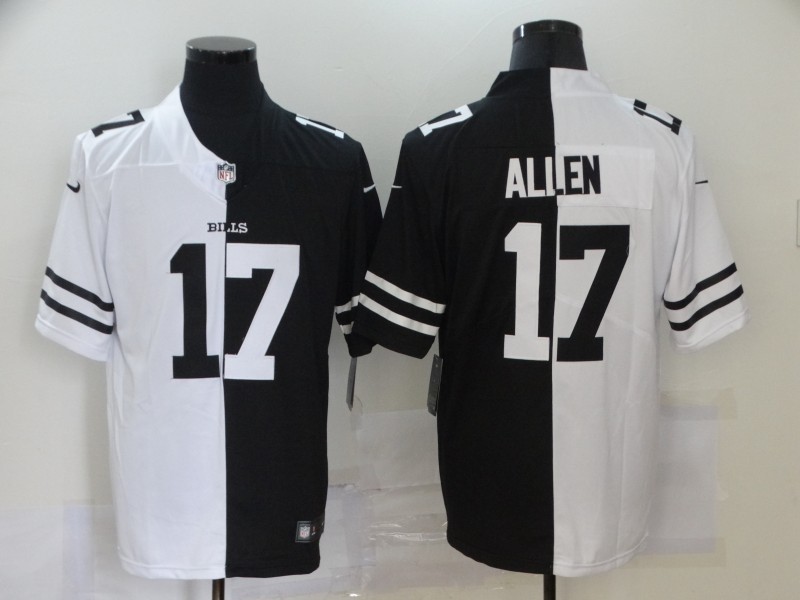 Nike Bills #17 Josh Allen Black And White Split Vapor Untouchable Limited Jersey