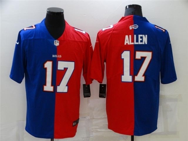 Buffalo Bills #17 Josh Allen Split Blue-Red Vapor Limited Jersey